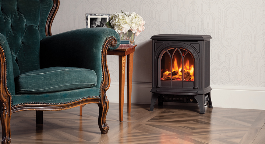 Gazco Huntingdon 20 electric stove in Matt Black