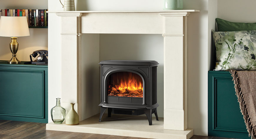 Gazco Huntingdon 40 electric stove in Matt Black