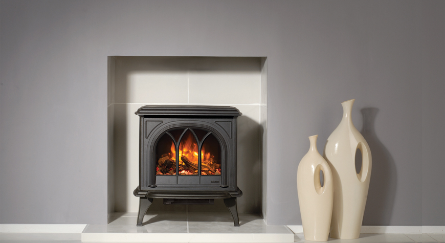 Gazco Huntingdon 30 electric stove in Matt Black