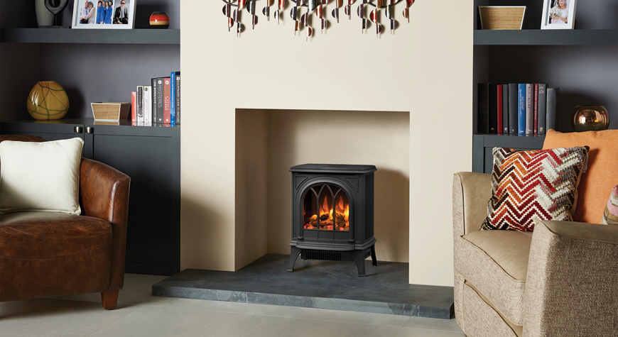 Gazco Huntingdon 20 electric stove in Matt Black