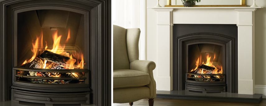 Alexandra Insert in Matt Black with Claremont mantel