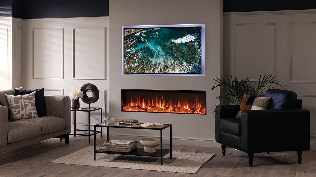 Gazco eStudio 135R media wall electric fire Media Wall Electric Fires & Fireplaces