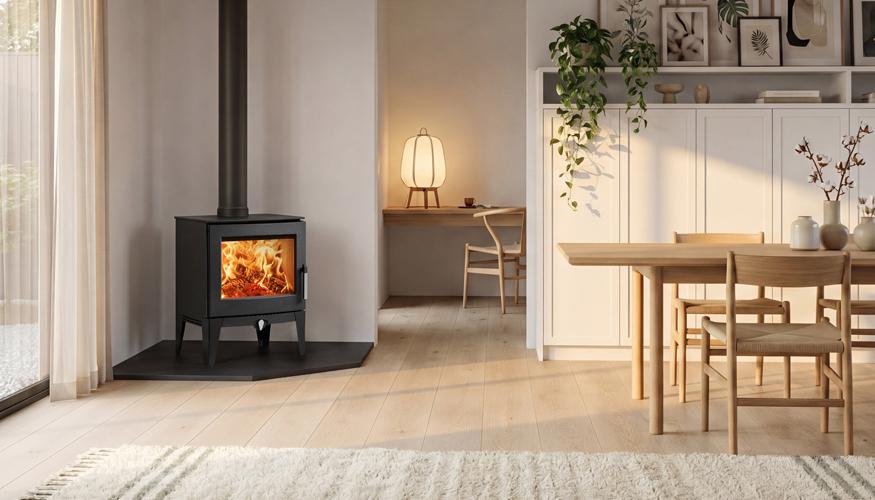 Stovax Futura 5 Woodburning in Japandi Interior