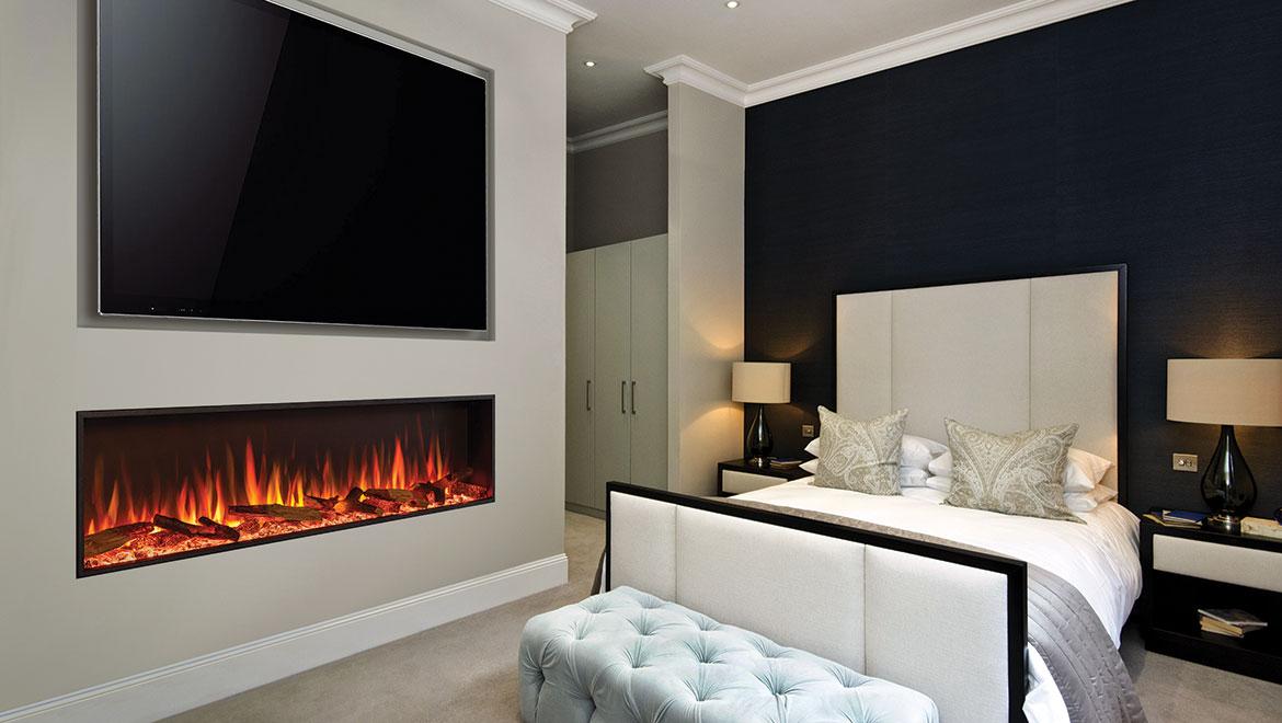 Cosy Bedroom Décor Ideas Header image showcasing the Gazco eStudio 135R electric fire 6 Sensational Cosy Bedroom Décor Ideas [with Electric Fire]
