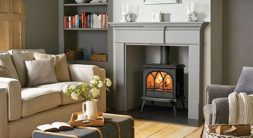 Stovax Huntingdon 30 multi-fuel Ecodesign stove, with Tracery Door and optional Longer Legs