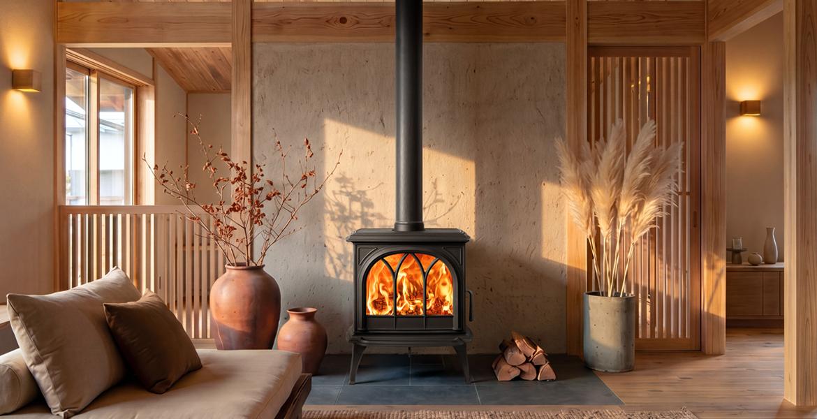 Stovax Huntingdon 30 in Japandi Interior Why the Wood Burner Belongs in a Japandi Interior