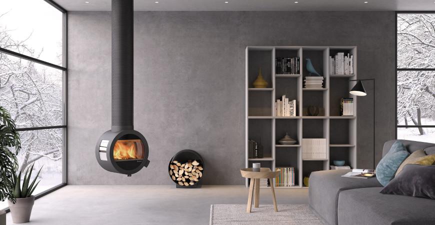 Nordpeis ME wood burning stove. Floating log burner.