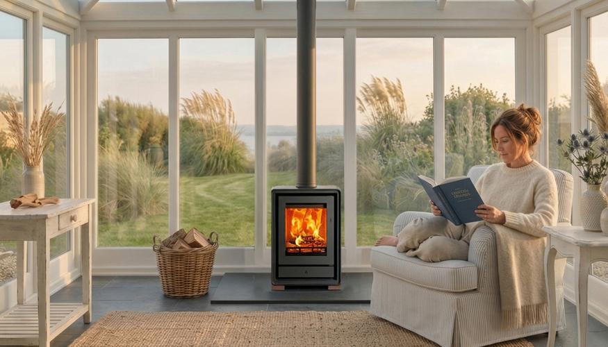 Stove in a conservatory. Stovax Riva2 40 Freestanding