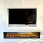 Beautiful big fire within feature wall!