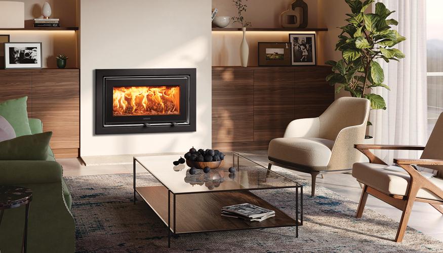 Stovax Studio Air 1 Profil wood burner. Japandi interior.