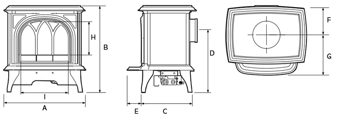 Huntingdon Electric Stoves Dimensions